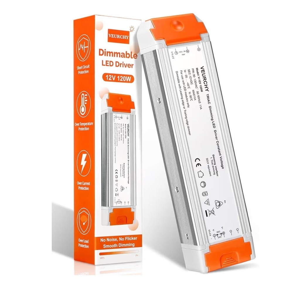120W 24V Dimmable LED Driver,Triac Dimmable Transformer For Strip Lights 2pack